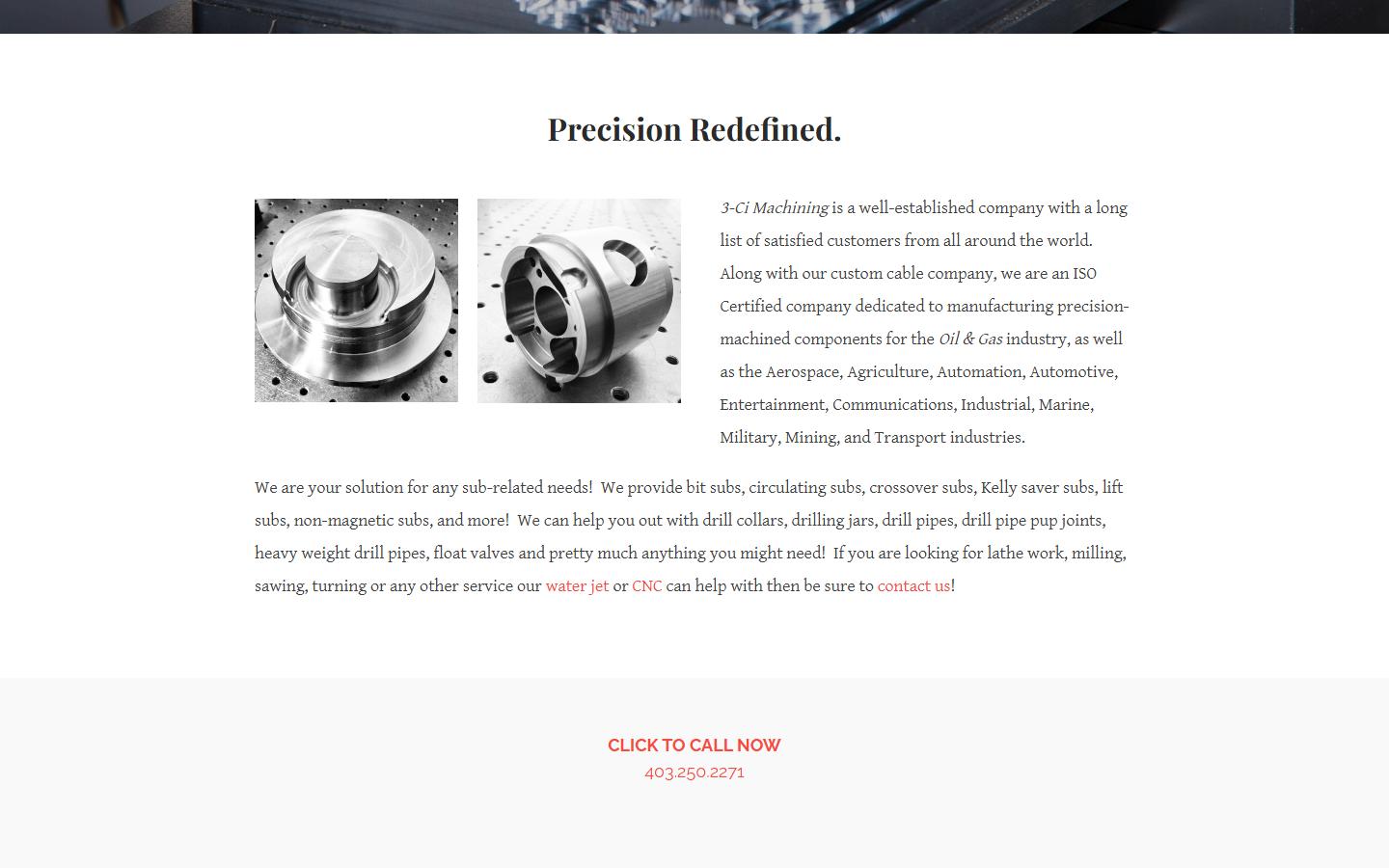 3-Ci Machining homepage, CNC machining in Calgary, AB