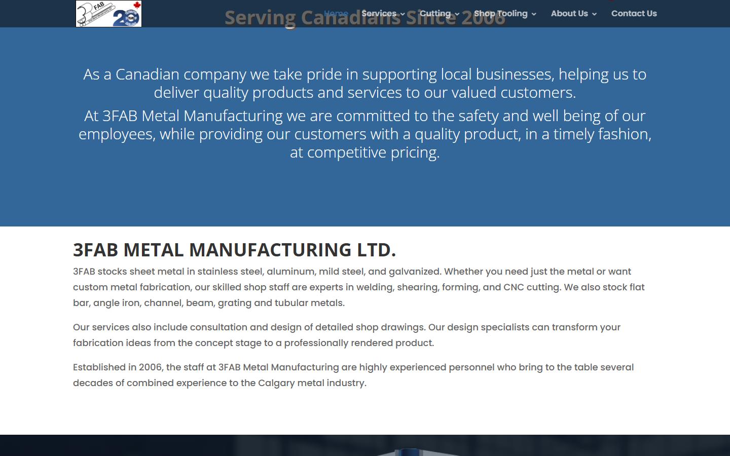 3FAB Manufacturing homepage, CNC machining in Calgary, AB