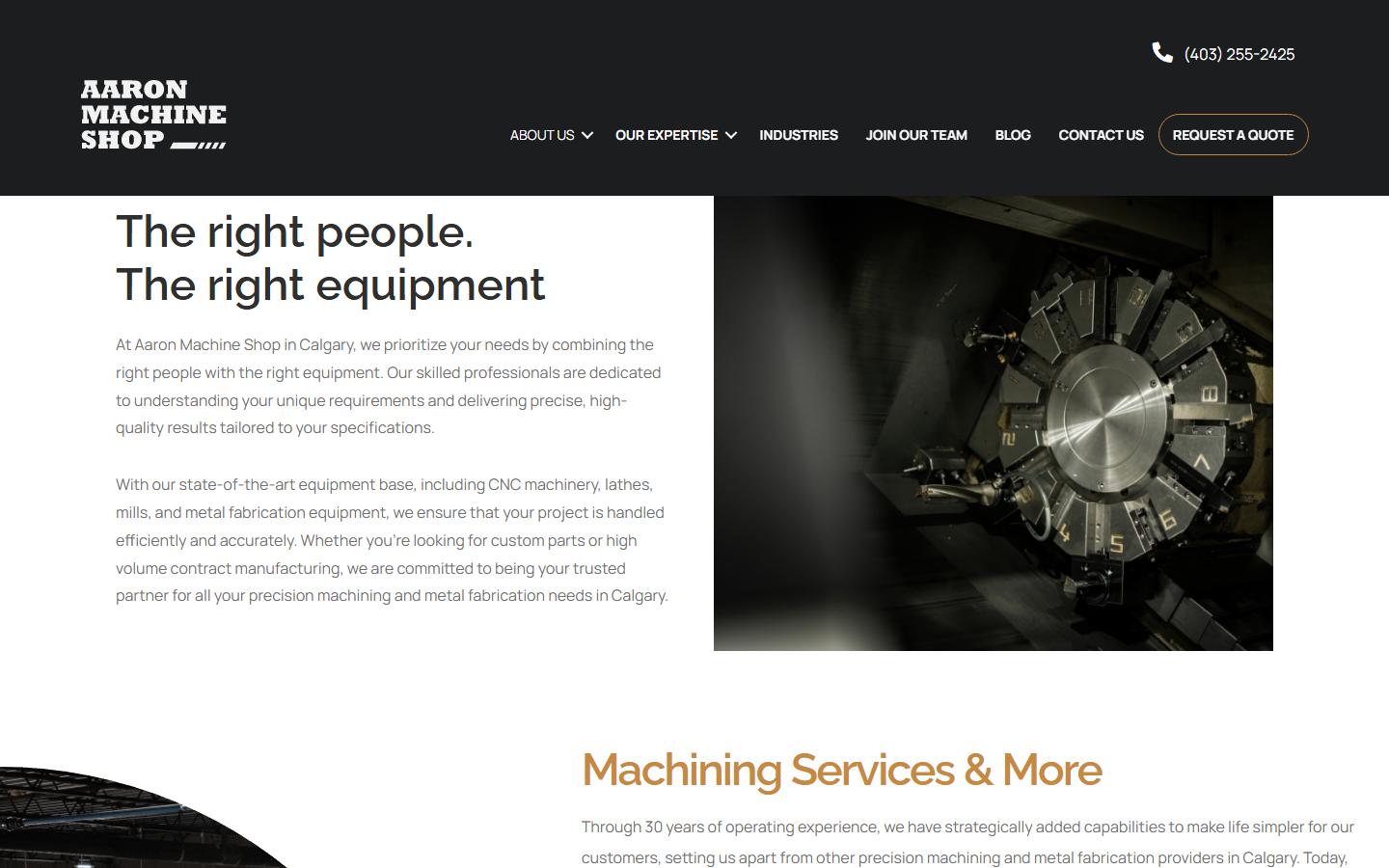 Aaron Machine Shop homepage, CNC machining in Calgary, AB