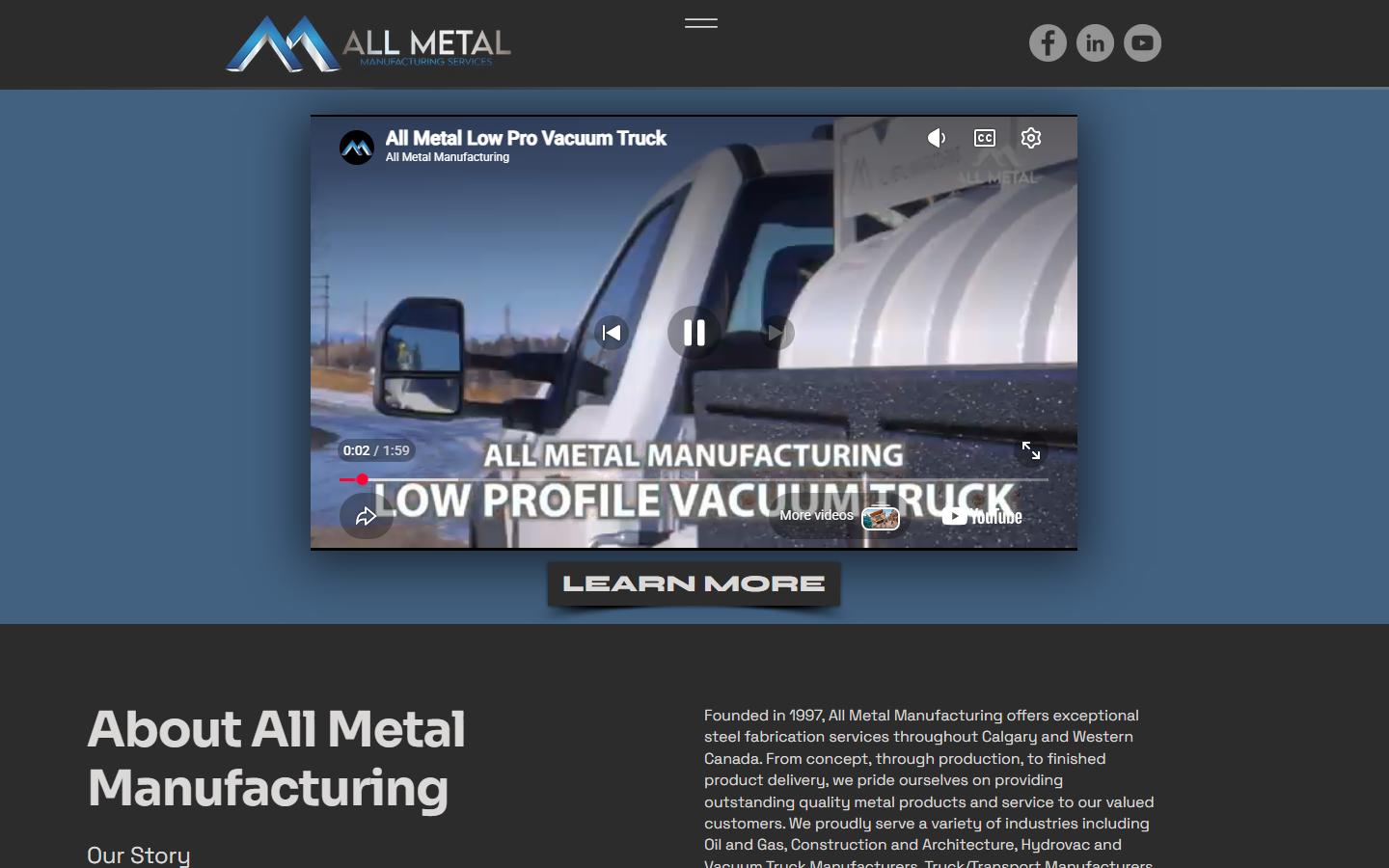 All Metal Manufacturing homepage, CNC machining in Calgary, AB