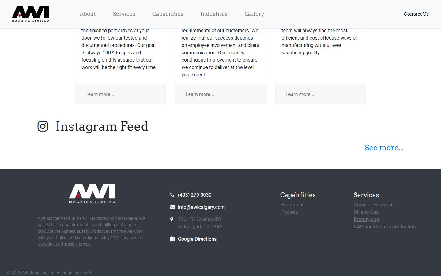 AWI Machine Ltd. homepage, CNC machining in Calgary, AB