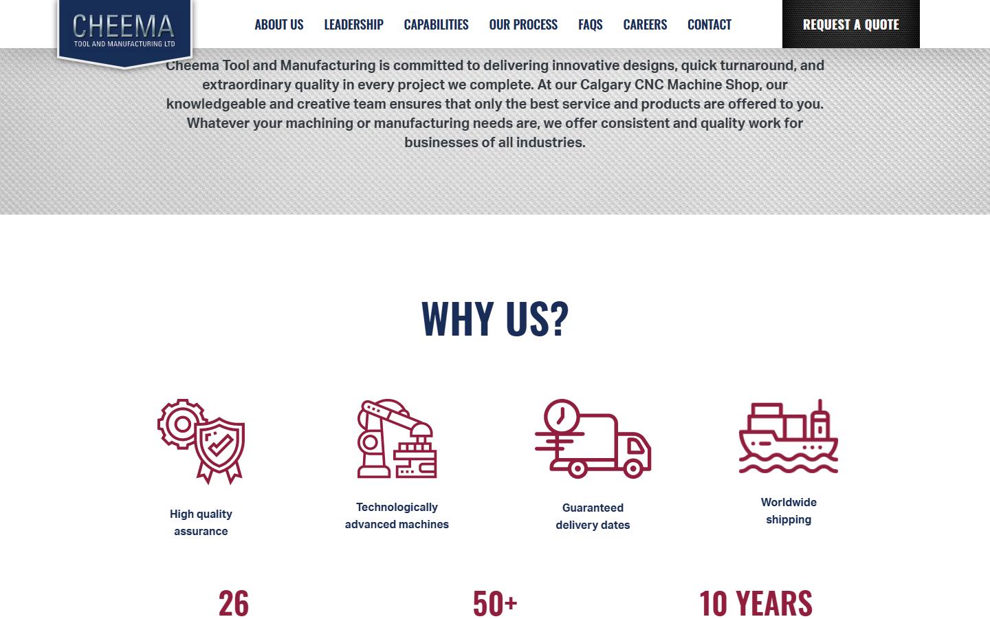 Cheema Tool & Manufacturing Ltd. homepage, CNC machining in Calgary, AB