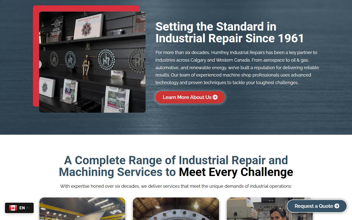Humfrey Industrial Repairs Ltd. homepage, CNC machining in Calgary, AB