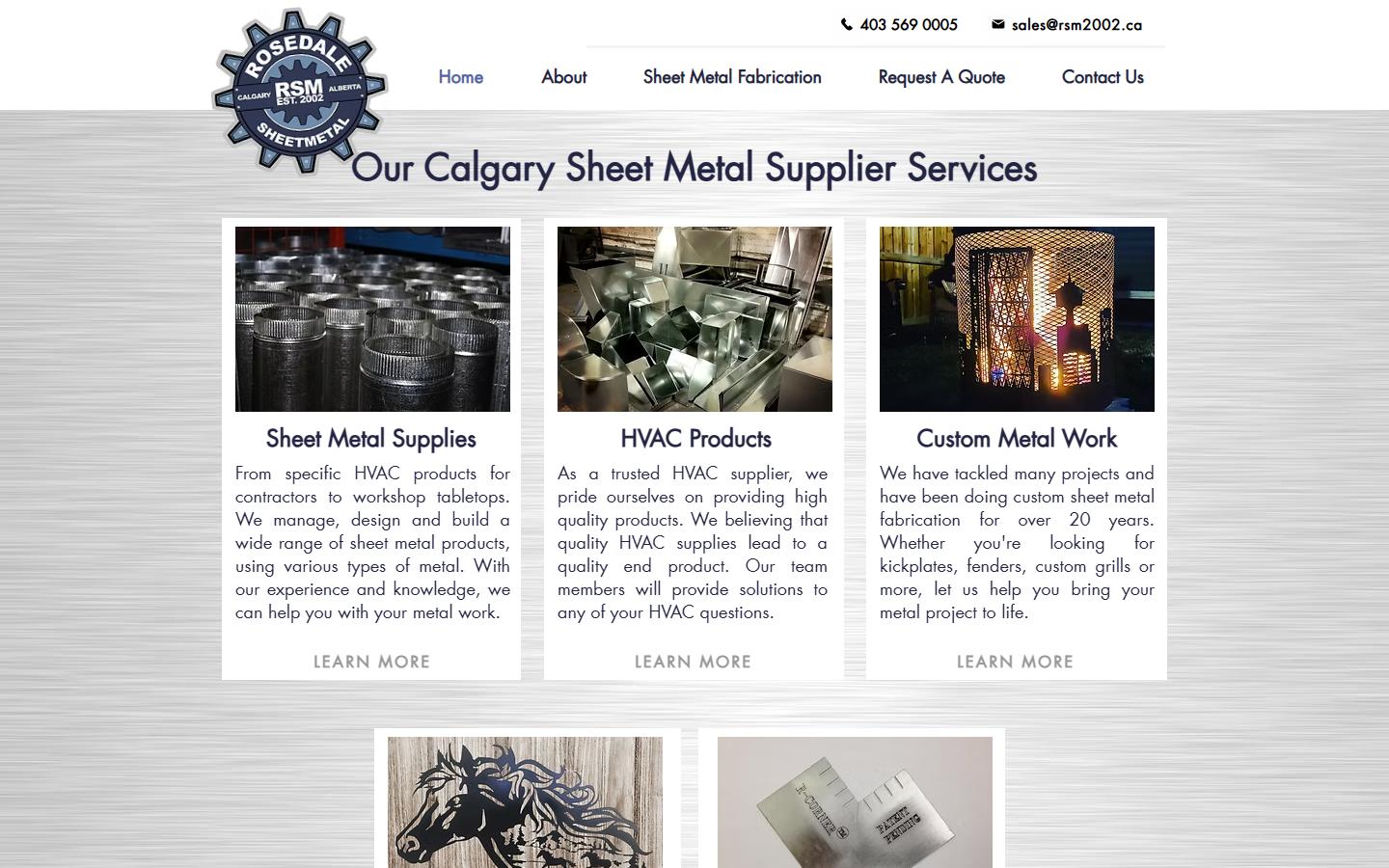 Rosedale Sheet Metal homepage, CNC machining in Calgary, AB
