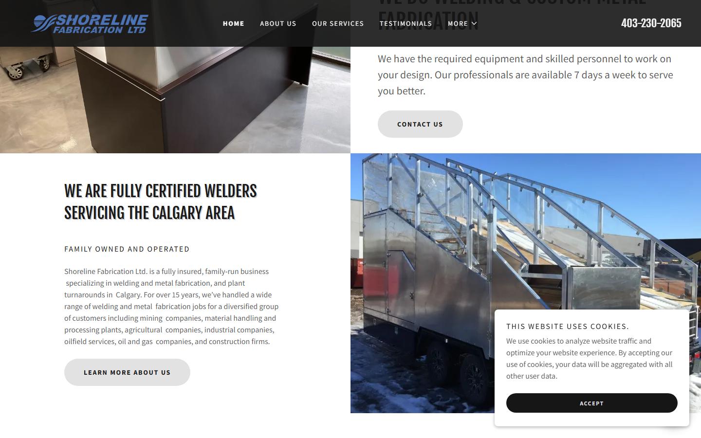 Shoreline Fabrication Ltd. homepage, CNC machining in Calgary, AB