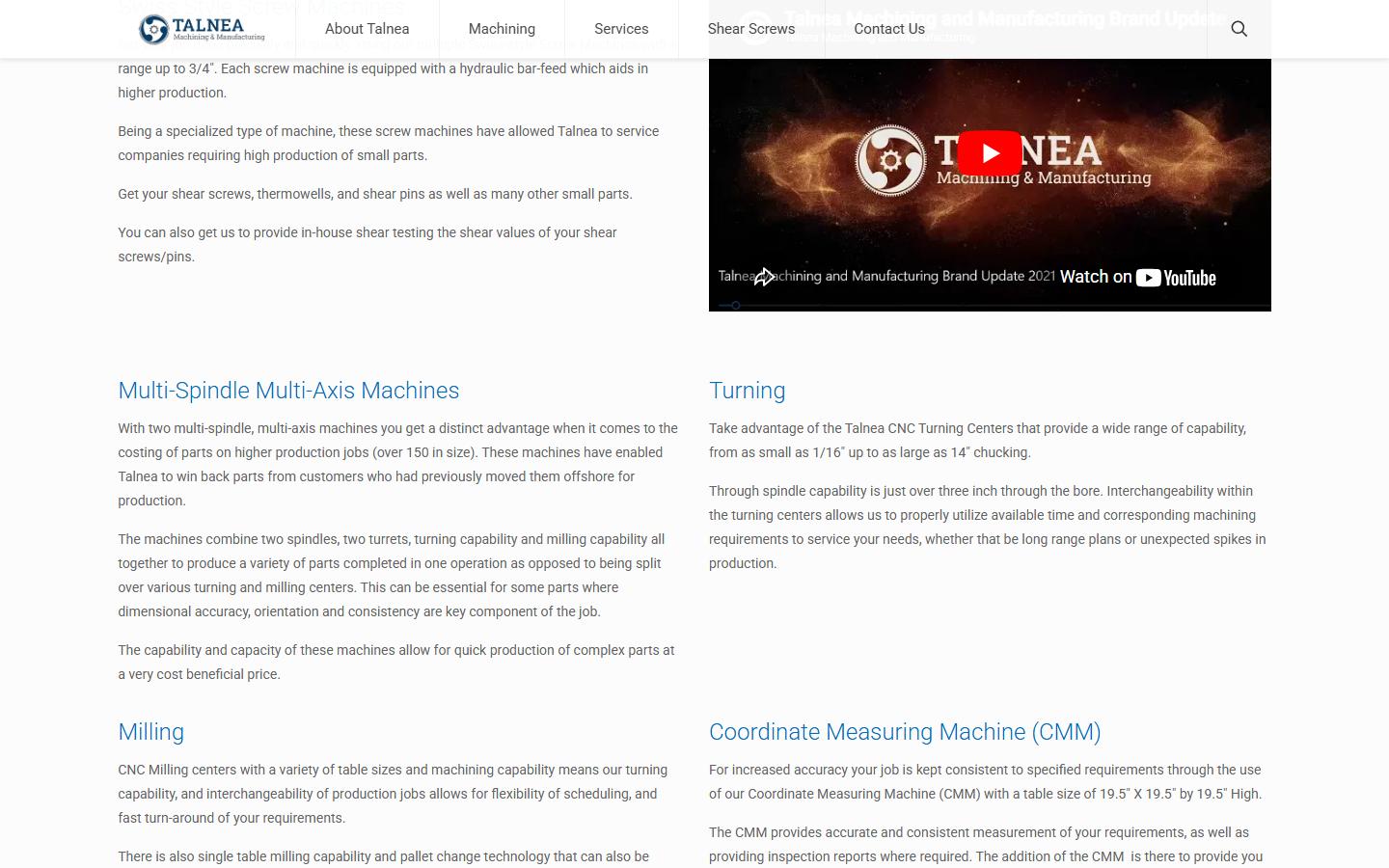 Talnea Machining & Manufacturing Inc. homepage, CNC machining in Calgary, AB