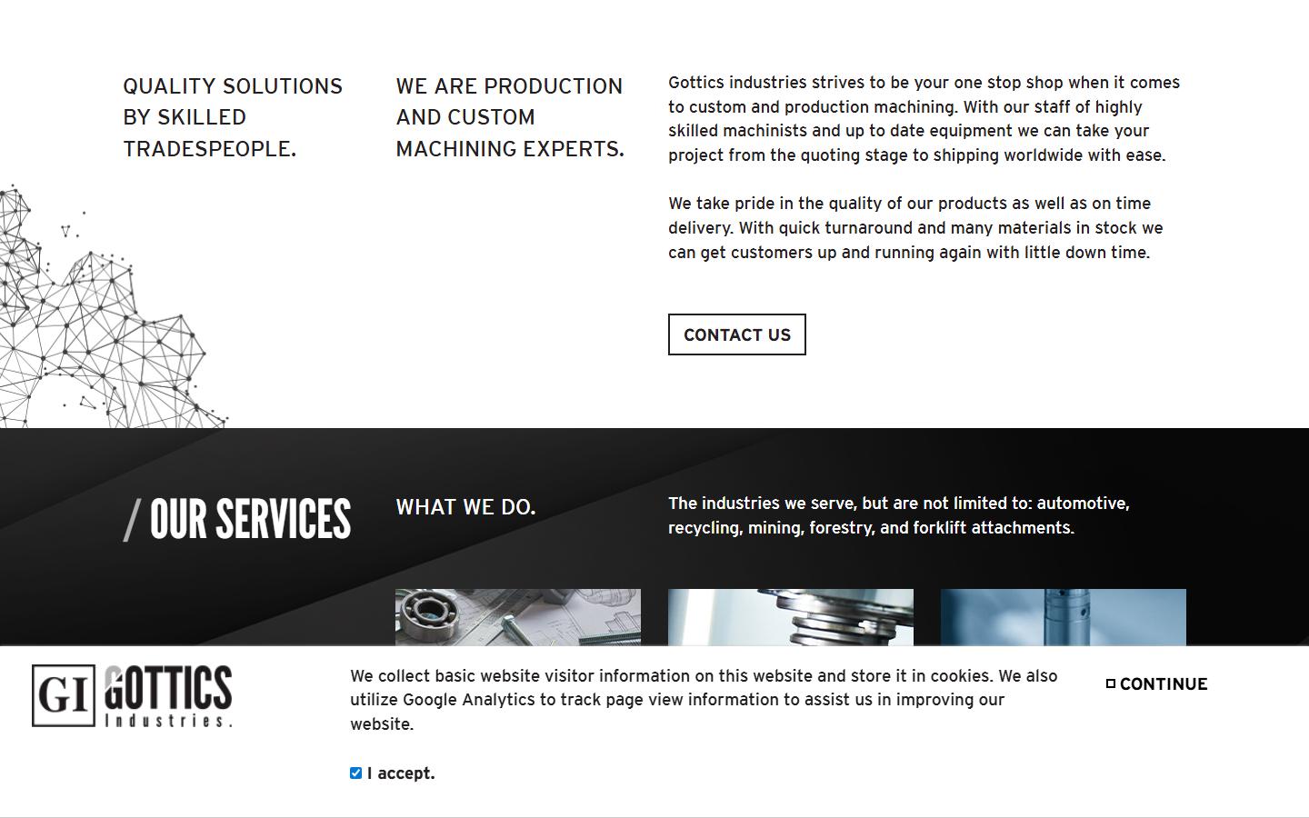 Gottics Industries homepage, CNC machining in Cambridge, ON