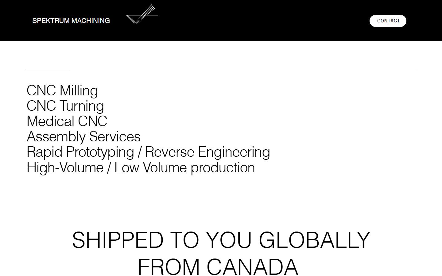 Spektrum Machining Inc. homepage, CNC machining in Cambridge, ON