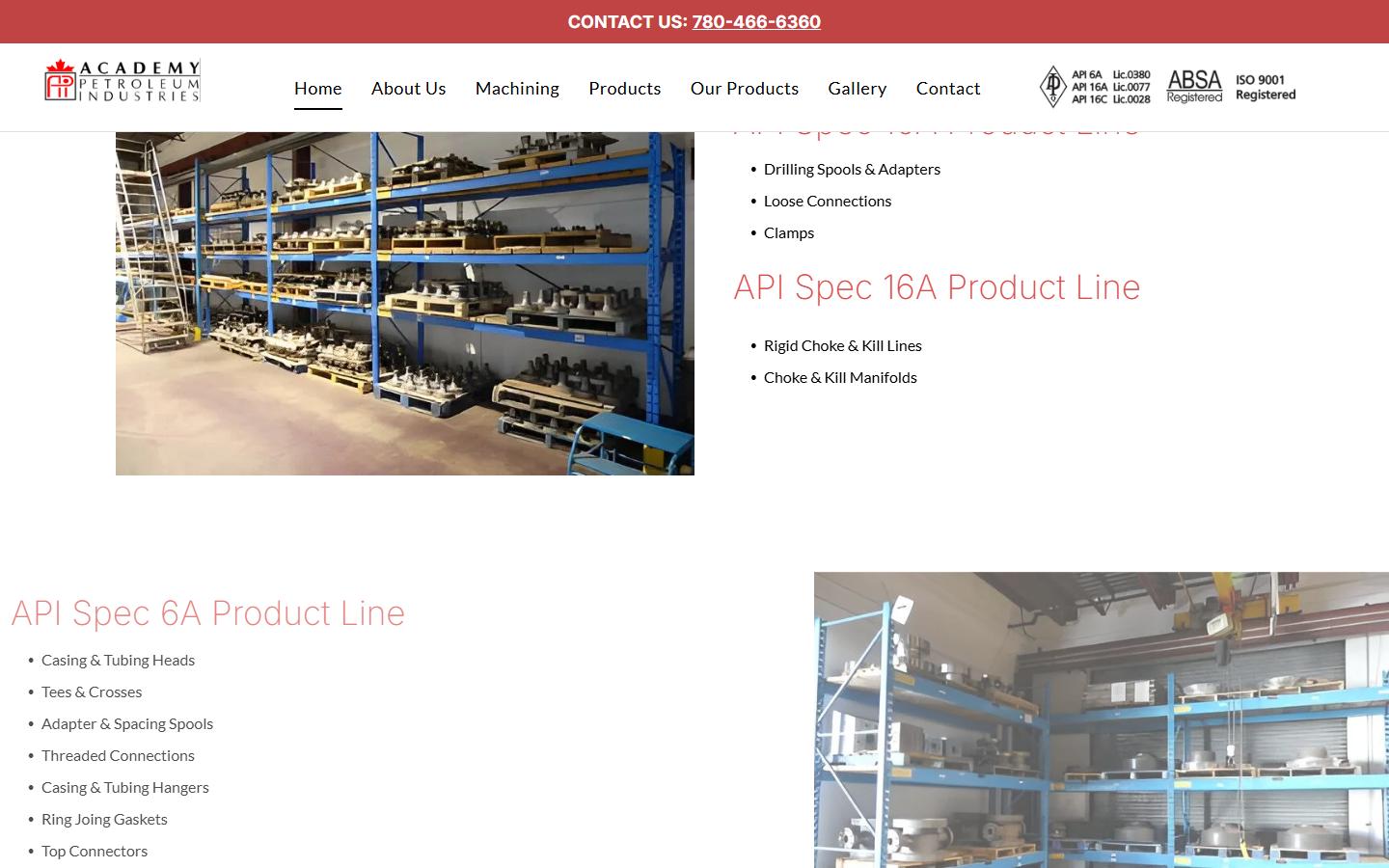 Academy Petroleum Industries homepage, CNC machining in Edmonton, AB
