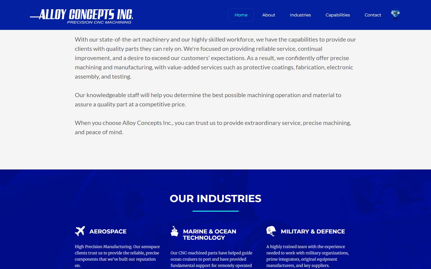 Alloy Concepts Inc. homepage, CNC machining in Dartmouth, NS