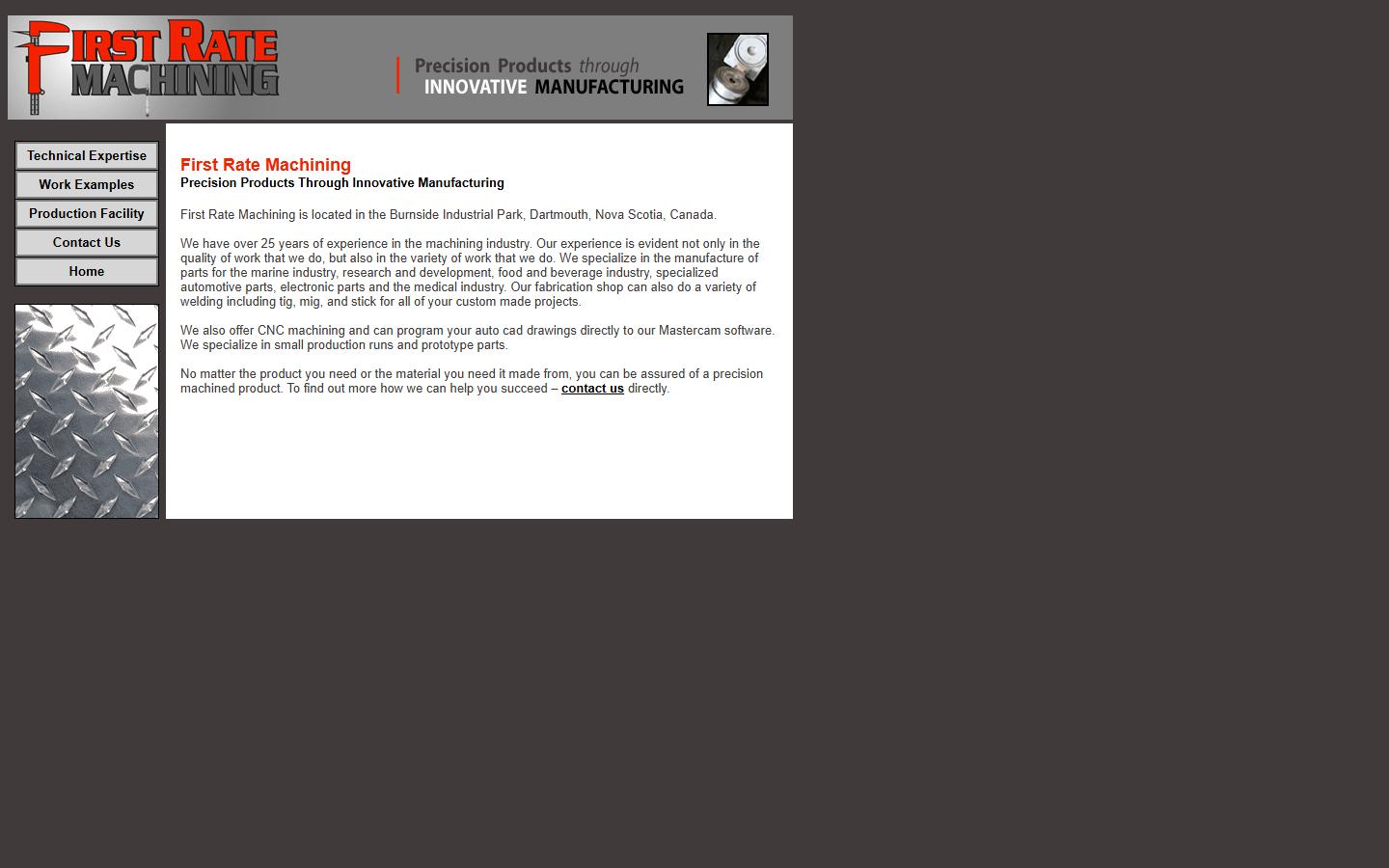 First Rate Machining homepage, CNC machining in Dartmouth, NS