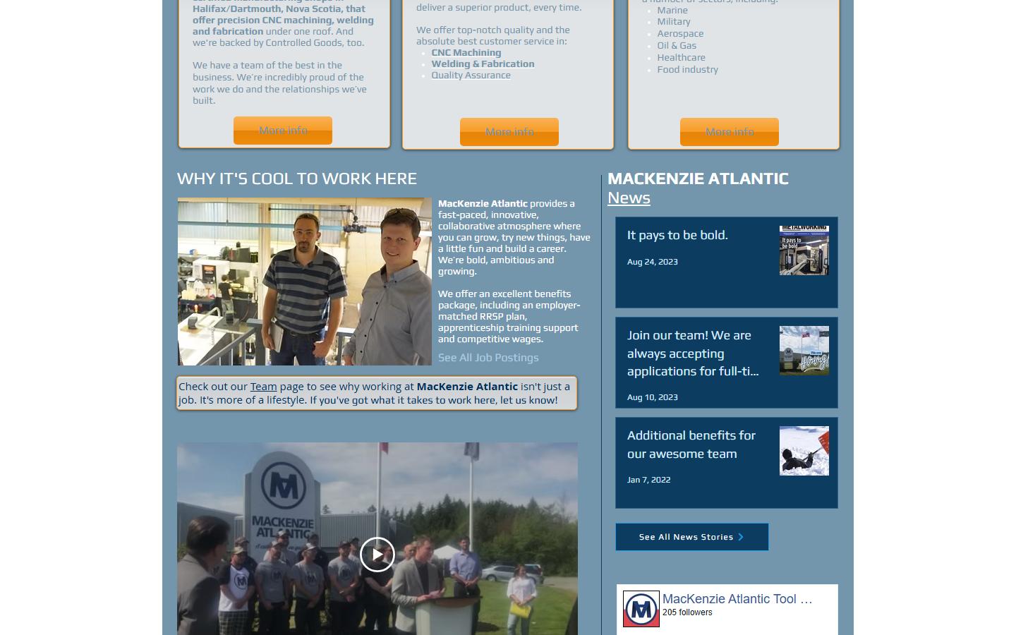 MacKenzie Atlantic homepage, CNC machining in Dartmouth, NS