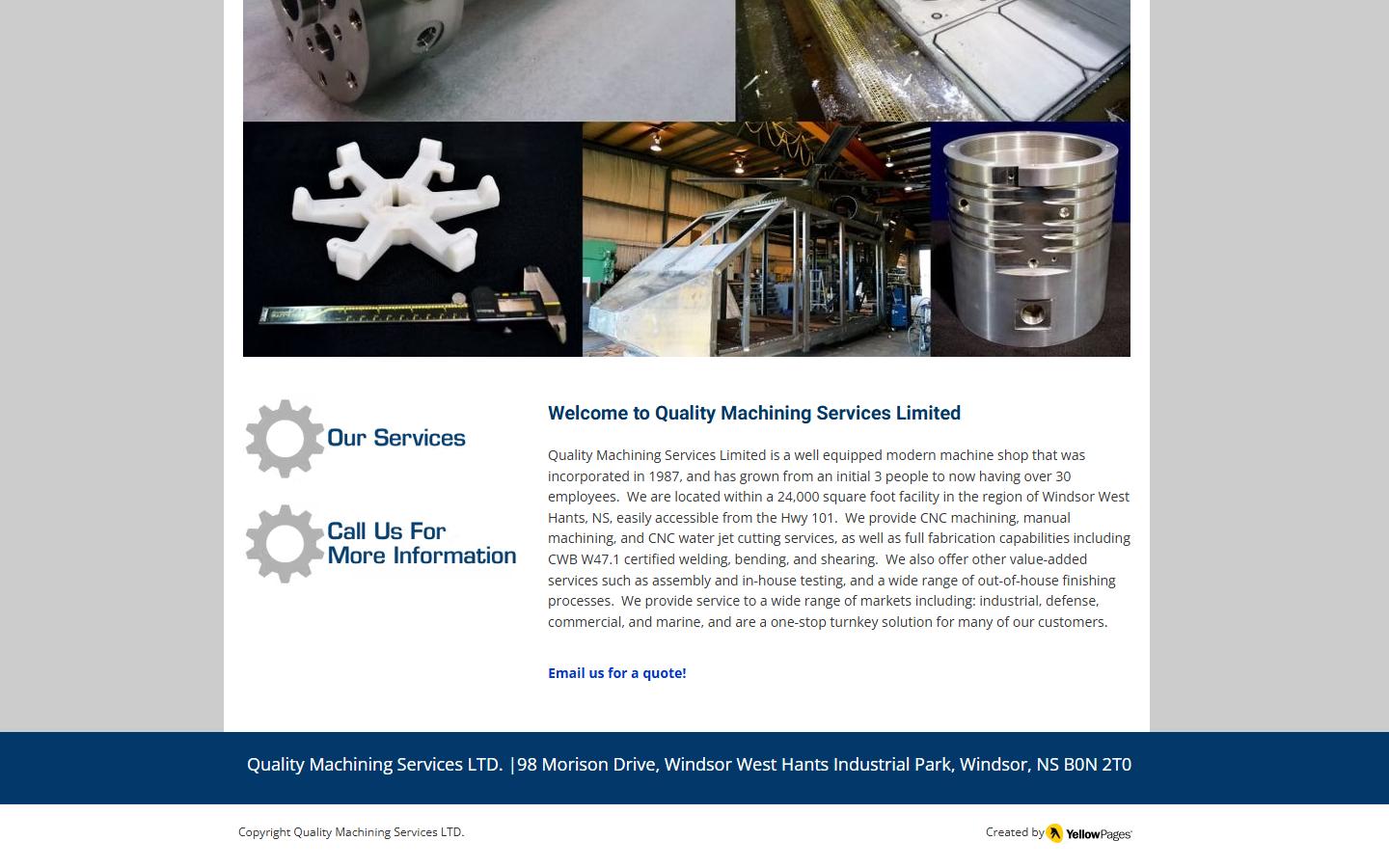 Quality Machining Services Limited homepage, CNC machining in Windsor, NS