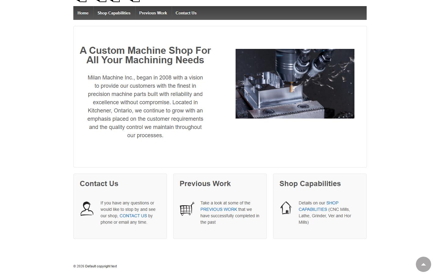 Milan Machine Inc. homepage, CNC machining in Kitchener, ON