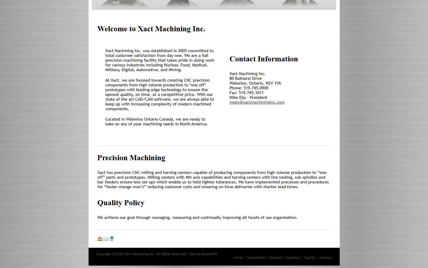 Xact Machining Inc. homepage, CNC machining in Waterloo, ON
