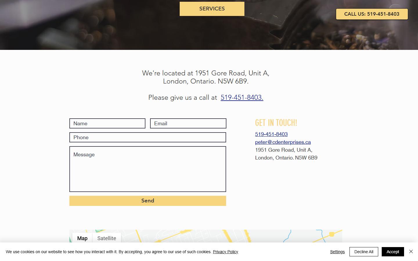 C.D. Enterprises homepage, CNC machining in London, ON