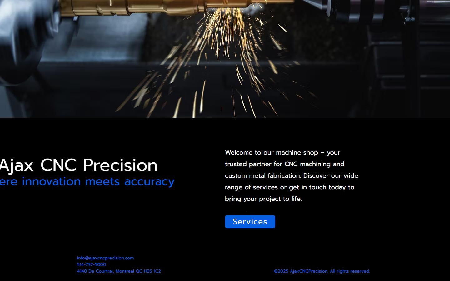 Ajax CNC Precision homepage, CNC machining in Montreal, QC