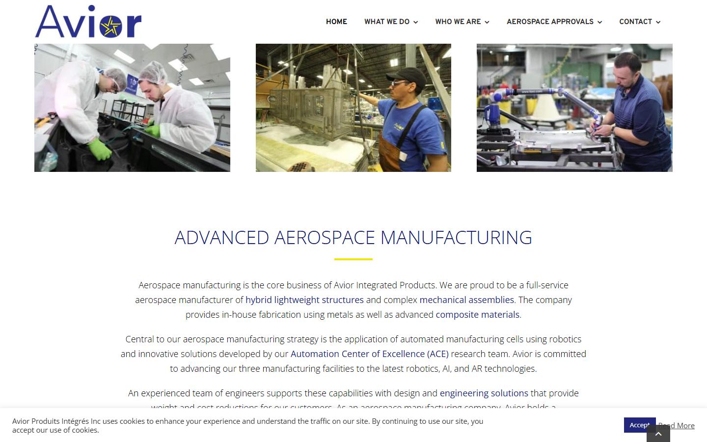 Avior Integrated Products homepage, CNC machining in Montreal, QC