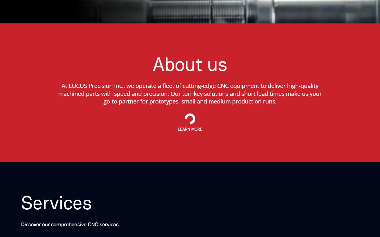 Locus Precision Inc. homepage, CNC machining in Montreal, QC