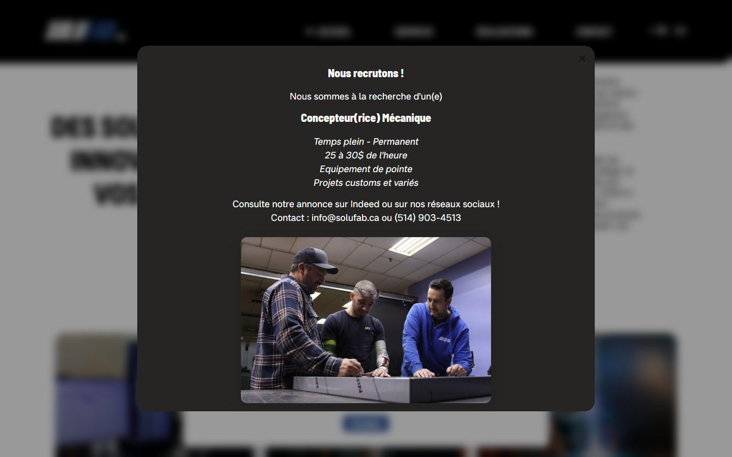 Solufab Inc. homepage, CNC machining in Saint Laurent, QC