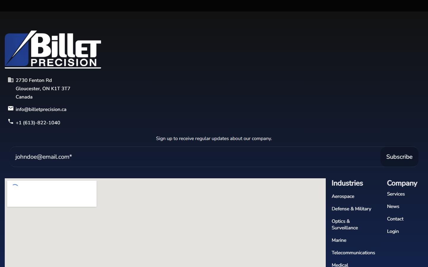 Billet Precision Ltd. homepage, CNC machining in Gloucester, ON