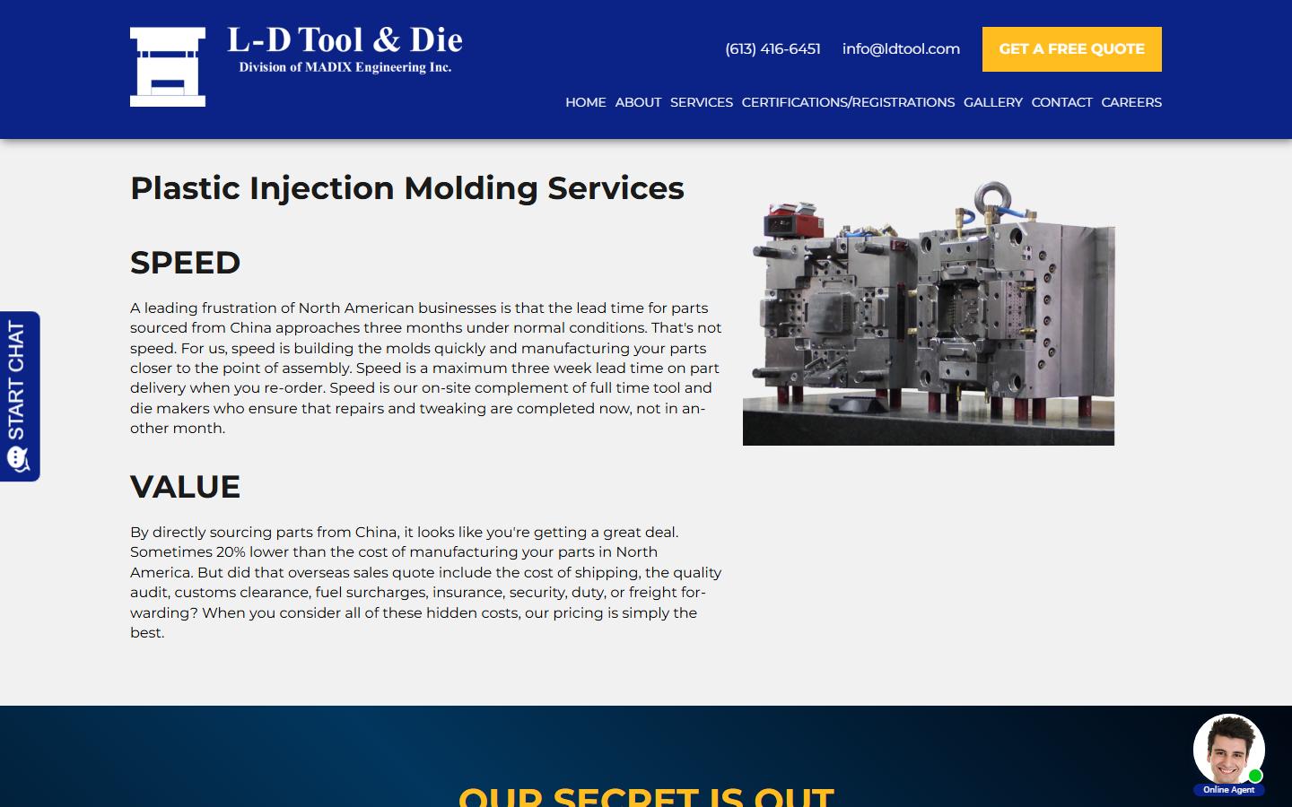 L-D Tool & Die Ltd. homepage, CNC machining in Stittsville, ON