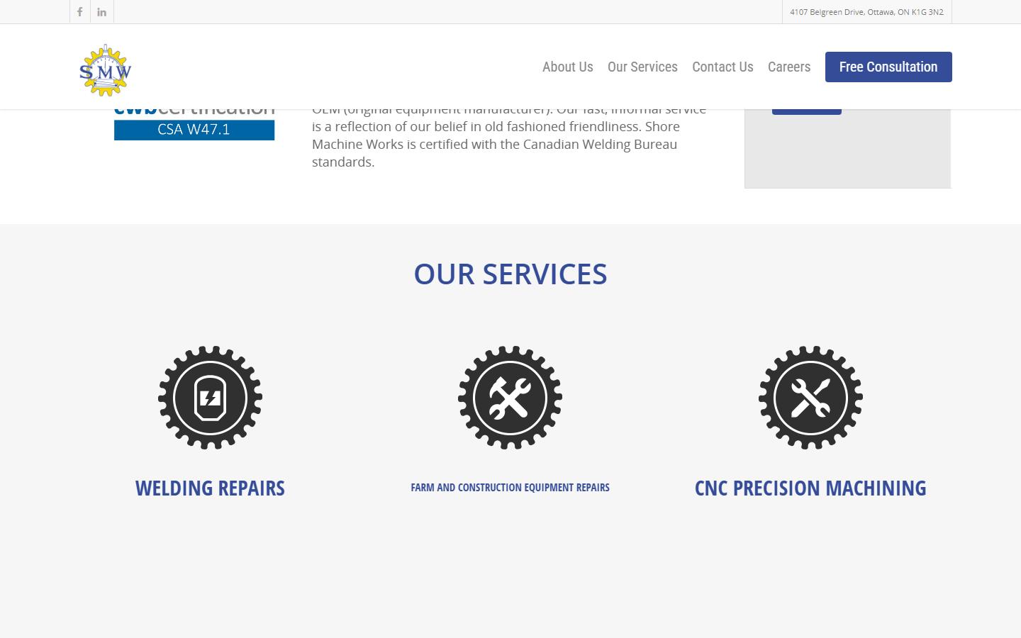 Shore Machine Works homepage, CNC machining in Ottawa, ON