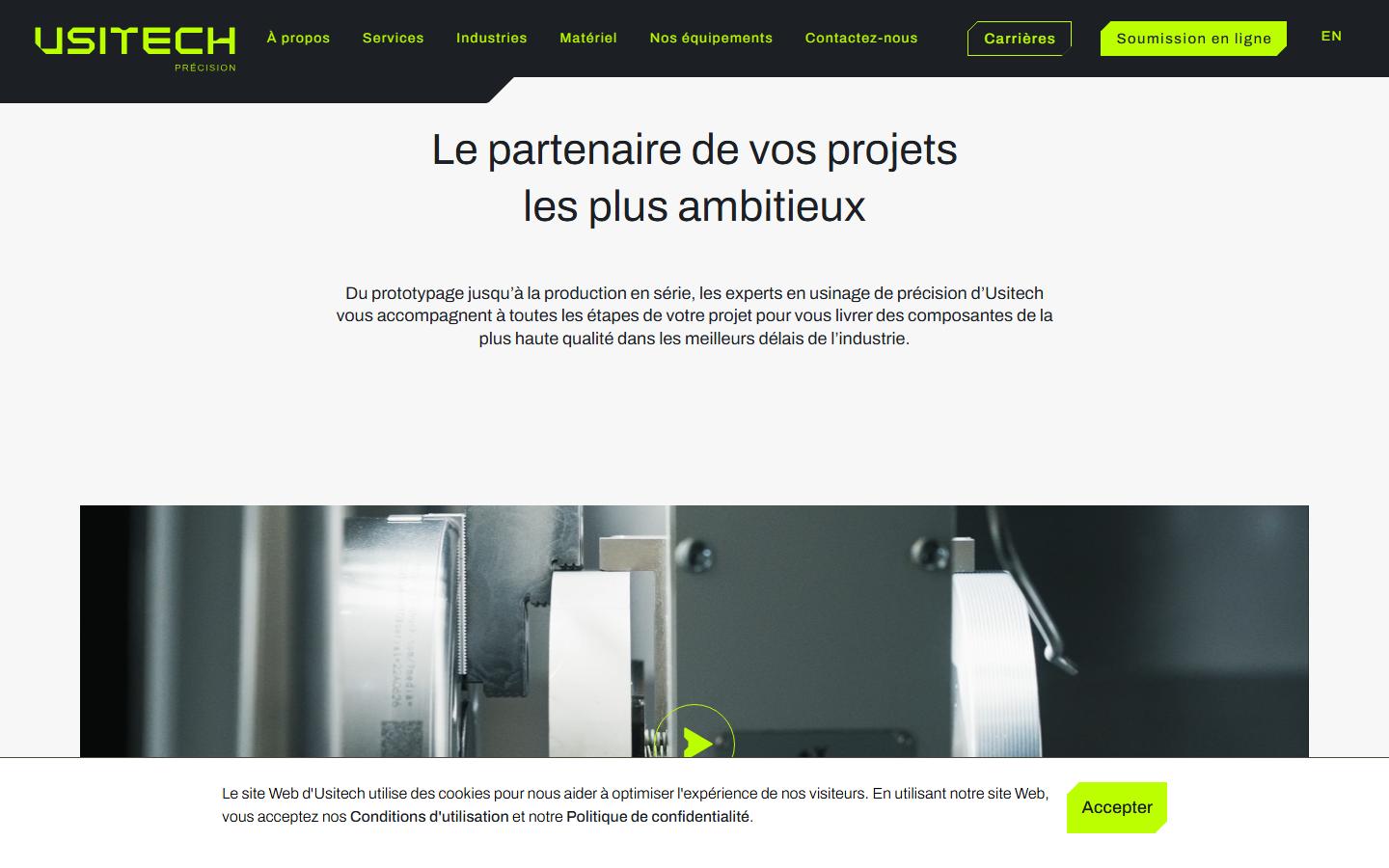 Usitech Precision homepage, CNC machining in Quebec City, QC