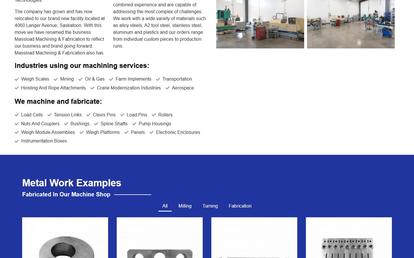 Massload Machining & Fabrication homepage, CNC machining in Saskatoon, SK