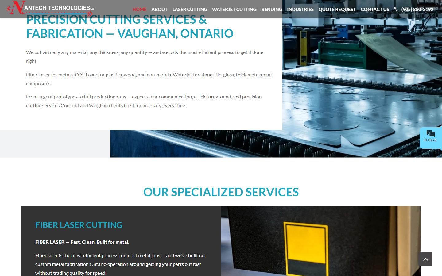 Antech Technologies Inc. homepage, CNC machining in Concord, ON
