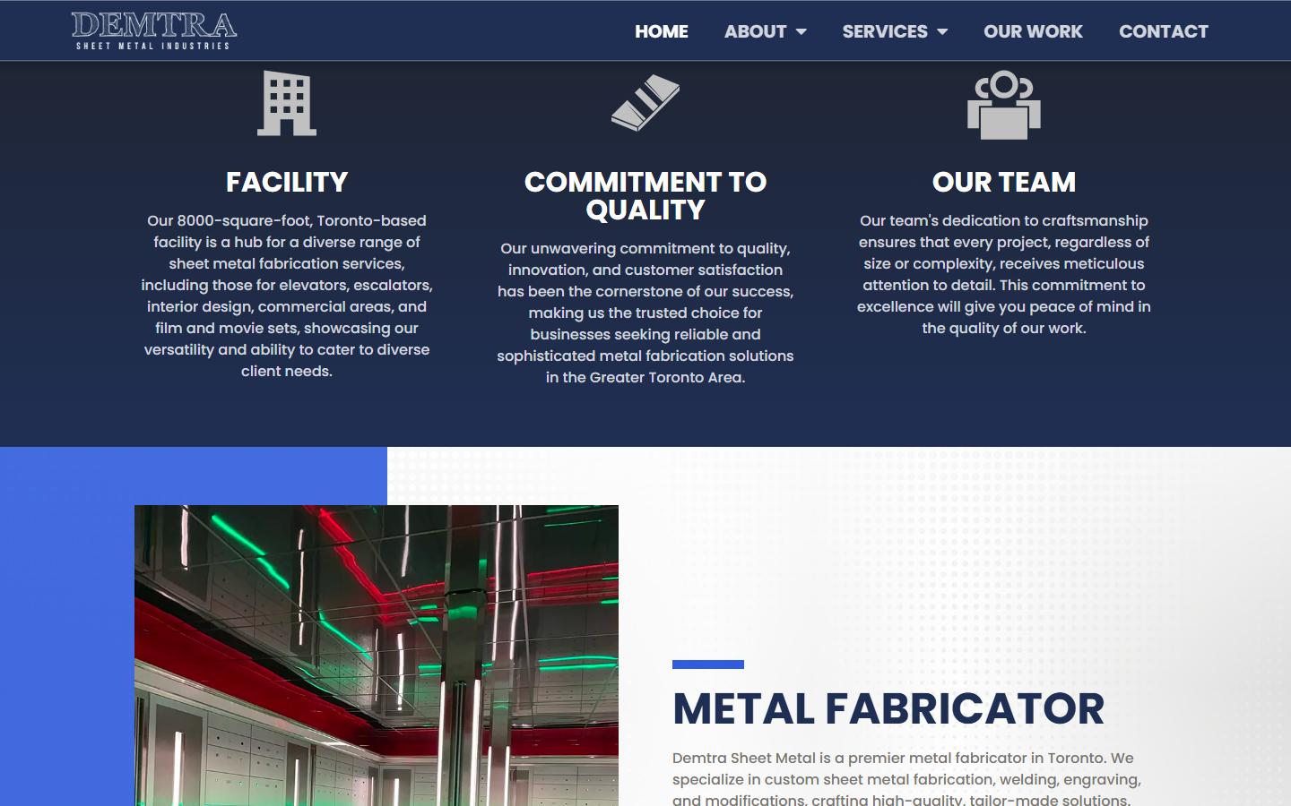 Demtra Sheet Metal Industries Ltd. homepage, CNC machining in Scarborough, ON