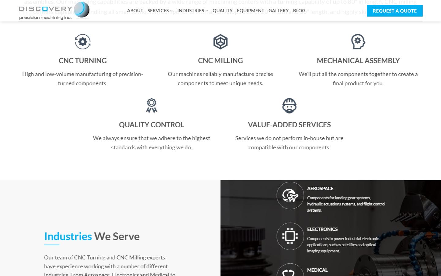 Discovery Precision Machining Inc. homepage, CNC machining in Woodbridge, ON
