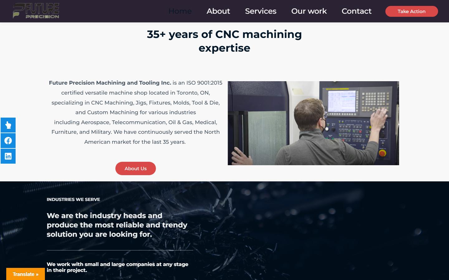 Future Precision Machining and Tooling Inc. homepage, CNC machining in Toronto, ON