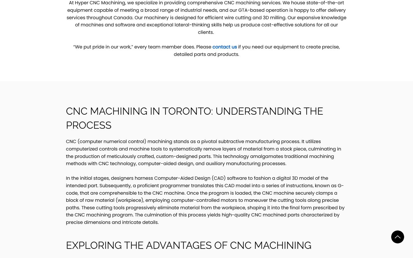 Hyper CNC Machining homepage, CNC machining in Goodwood, ON