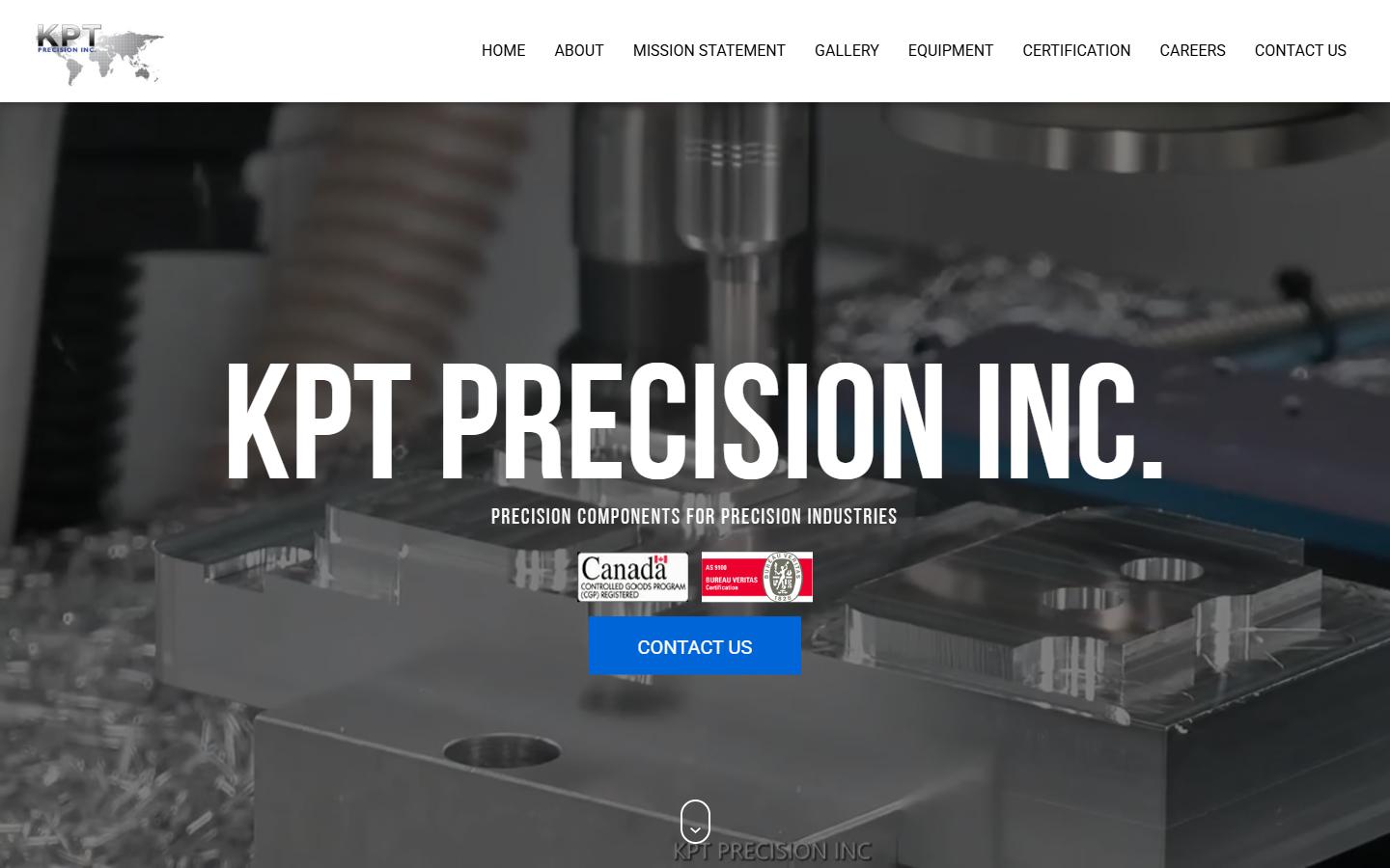 KPT Precision Inc. homepage, CNC machining in Rexdale, ON