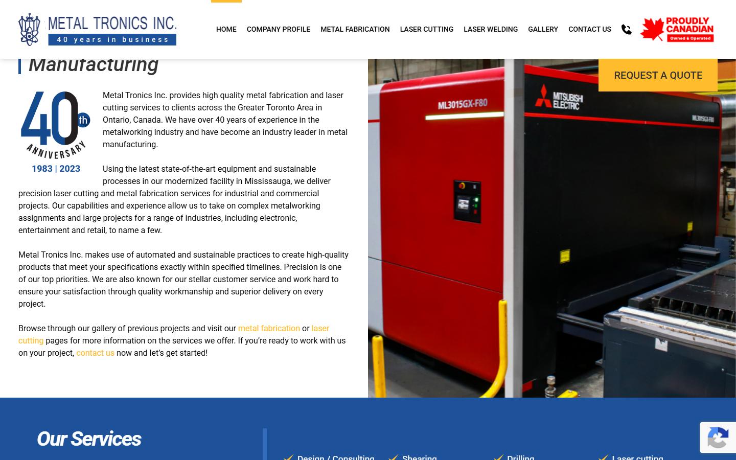 Metal Tronics Inc. homepage, CNC machining in Mississauga, ON