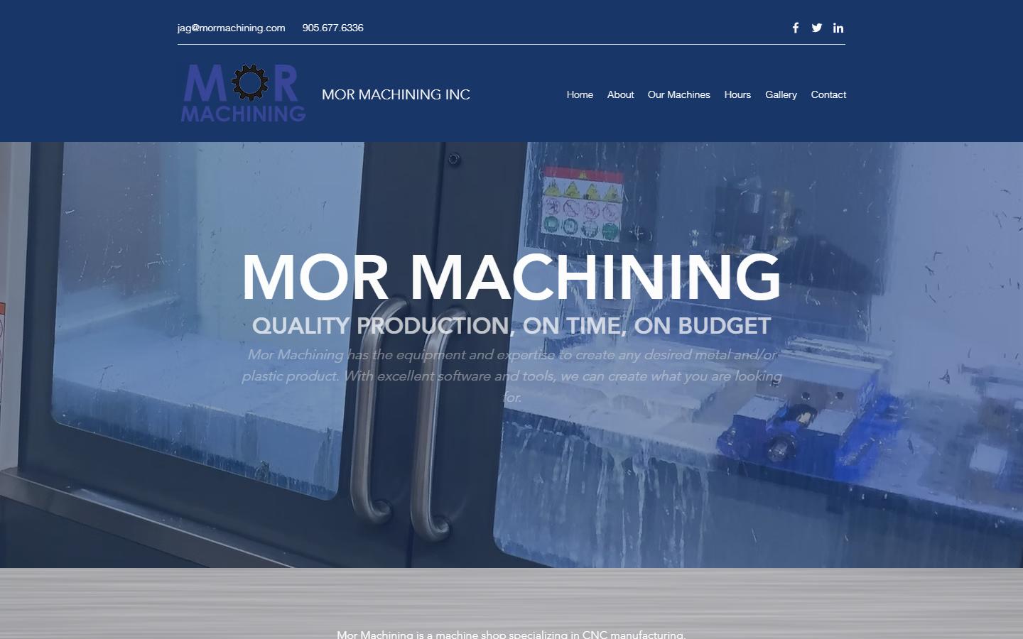 Mor Machining Inc. homepage, CNC machining in Mississauga, ON