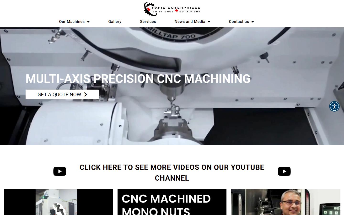 Rapid Enterprises Inc. homepage, CNC machining in Toronto, ON