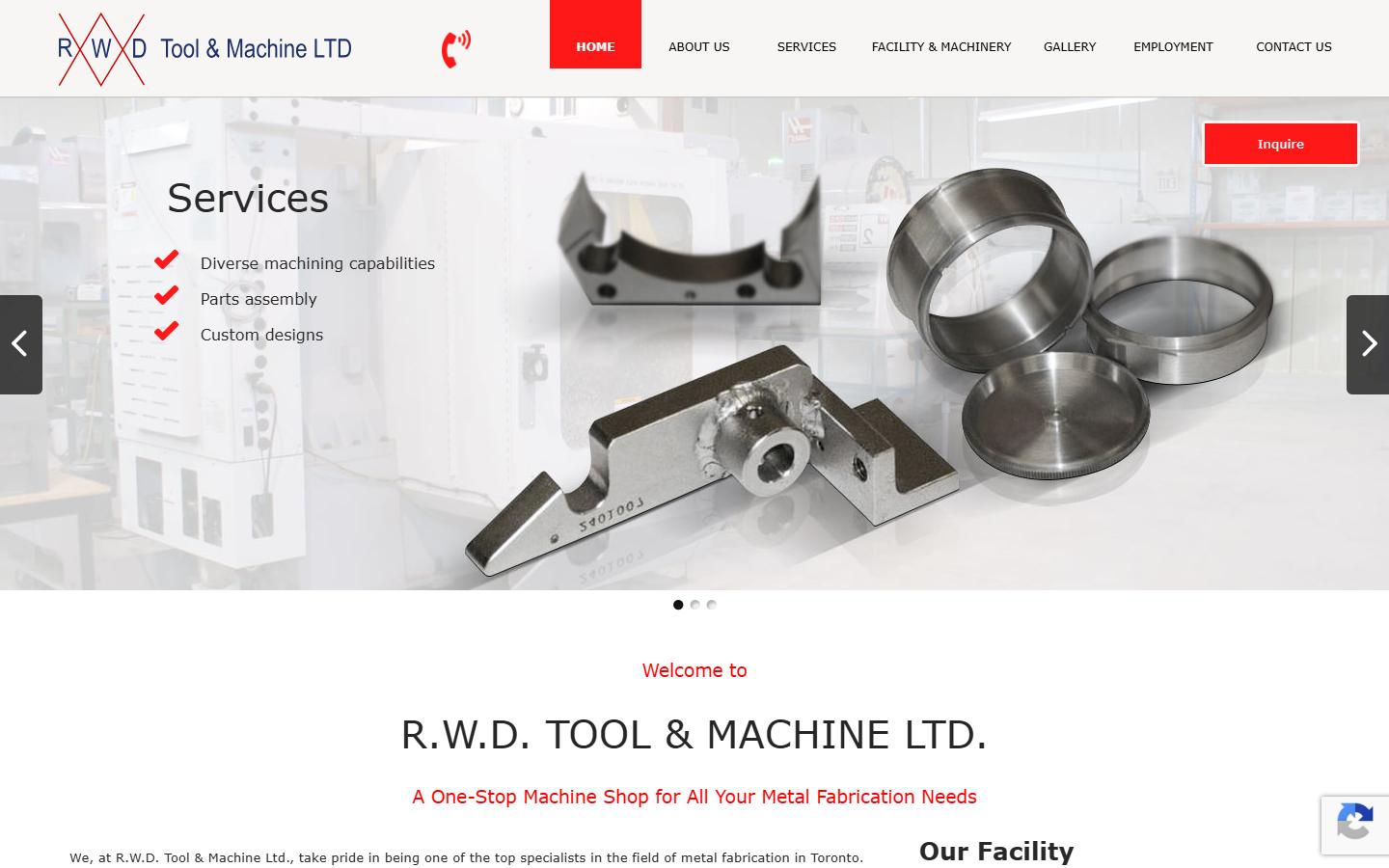 RWD Tool & Machine Ltd. homepage, CNC machining in Vaughan, ON