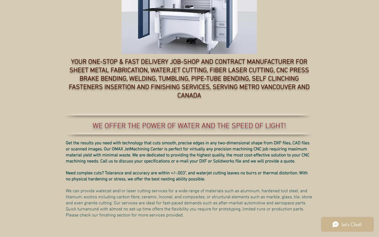 Flexyshop Ltd. homepage, CNC machining in Delta, BC