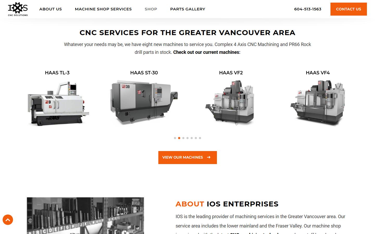IOS CNC Solutions homepage, CNC machining in Surrey, BC