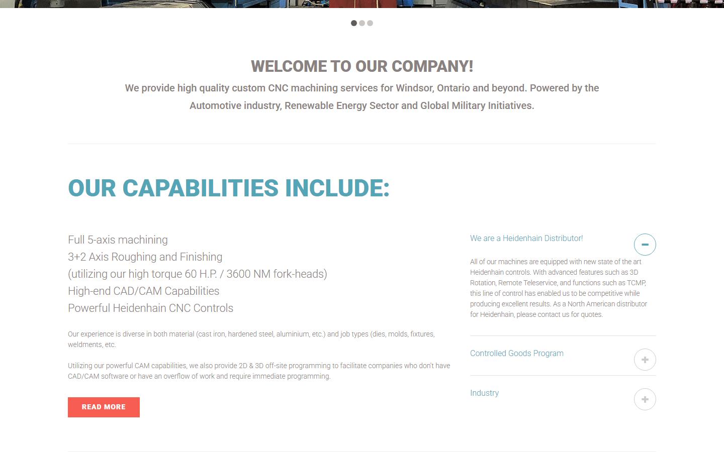 CNC Concepts & Manufacturing INC. homepage, CNC machining in Windsor, ON