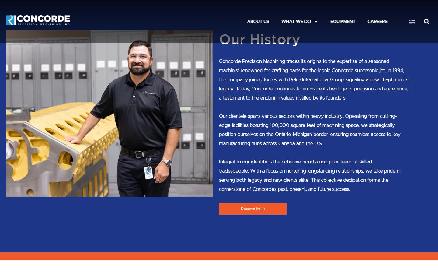 Concorde Precision Machining homepage, CNC machining in Lakeshore, ON