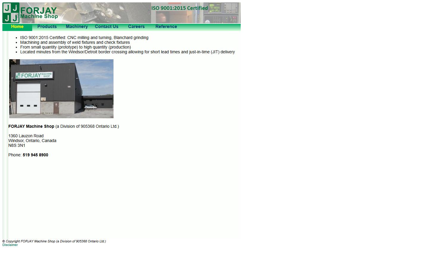 FORJAY Machine Shop homepage, CNC machining in Windsor, ON