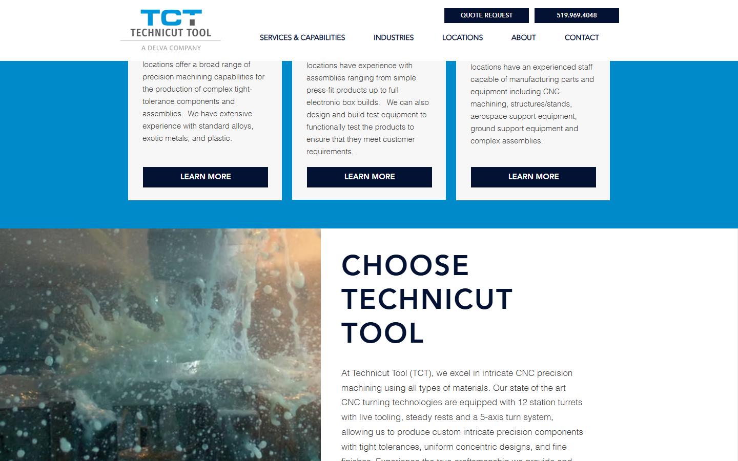 Technicut Tool homepage, CNC machining in Windsor, ON