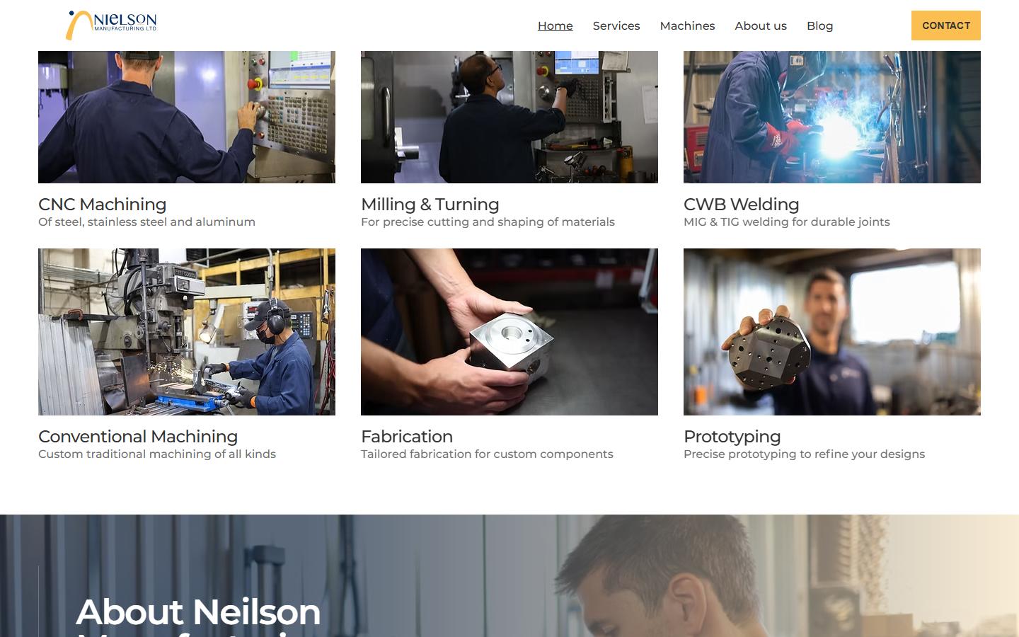 Nielson Manufacturing Ltd. homepage, CNC machining in Winnipeg, MB